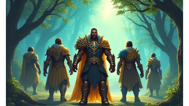Fantastik bir RPG oyunundan karakterler ve oyun içi manzara